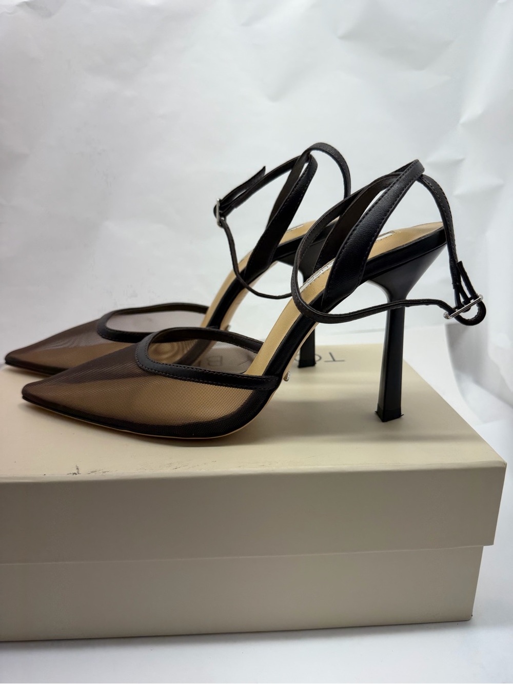Tony Bianco Georgie Pump in Choc high heel sling back pointed toe mesh - Picture 5 of 7